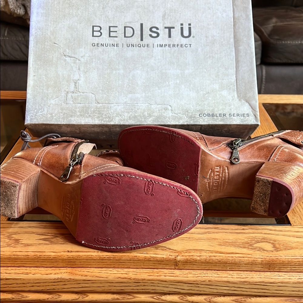 Bed Stu Brown Distressed Leather Ankle Booties - Picture 3 of 5